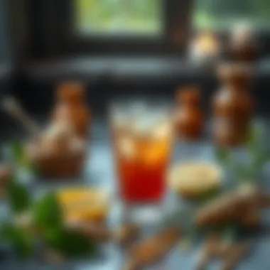 Embrace Wellness with Ginger A serene setting with ginger shot ingredients laid out