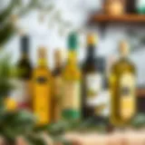 A selection of premium extra virgin olive oils displayed elegantly
