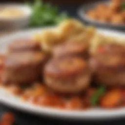 A close-up view of a plate of İçli Köfte, showcasing its rich filling and crispy exterior.