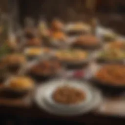 A beautifully arranged iftar table with a variety of dishes