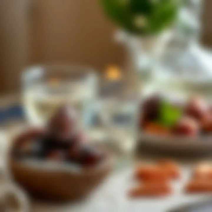 A beautiful arrangement of dates and water for breaking fast