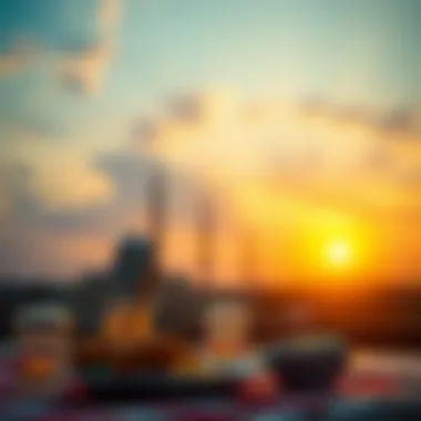 A peaceful sunset illuminating the sky during Ramadan