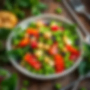 A colorful salad featuring green peas, mixed vegetables, and a drizzle of dressing.