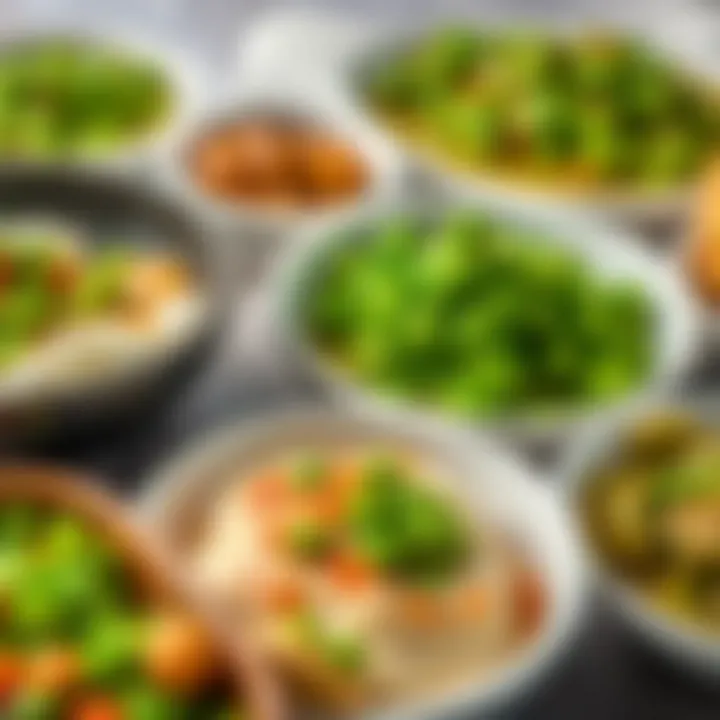 An assortment of green pea dishes from various cuisines, presented elegantly.