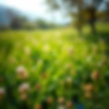 A lush green field of İspir fasulyesi plants thriving under sunlight
