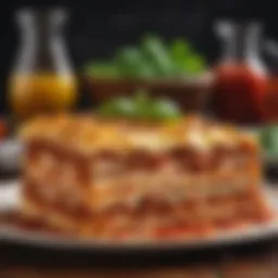 A beautifully layered Italian lasagna showcasing rich ingredients