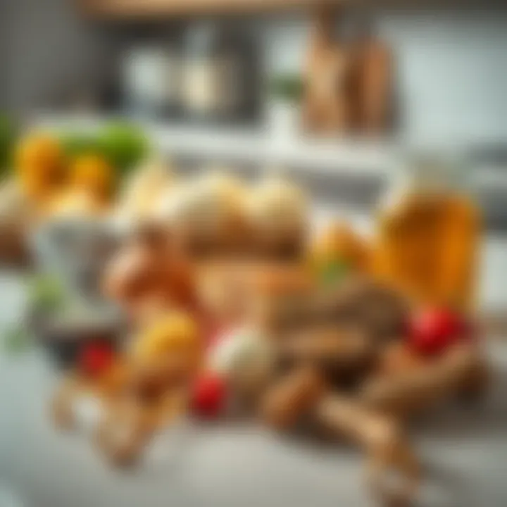 Ingredients for kadayif dessert laid out on a kitchen counter