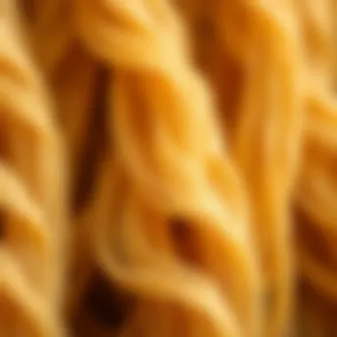 Close-up of kadayif strands highlighting texture