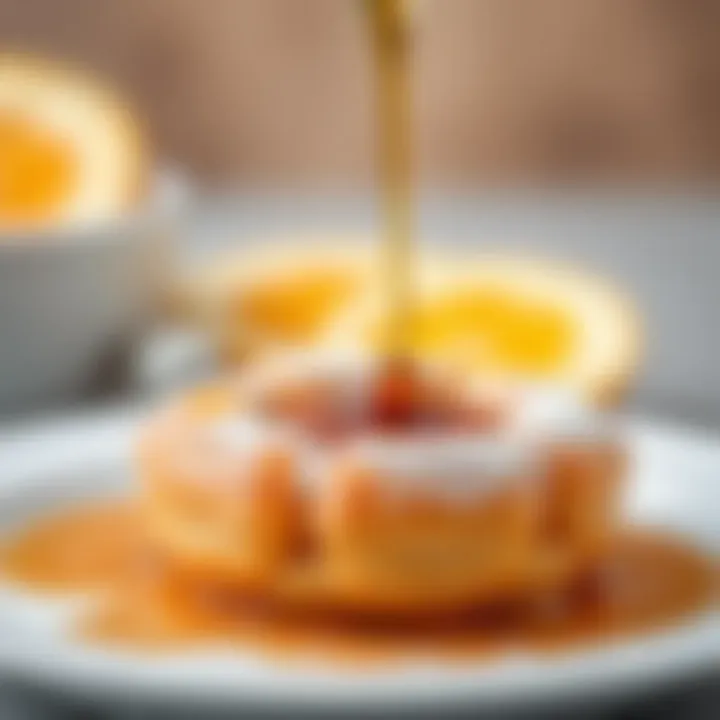 Syrup drizzling over freshly made kadayif