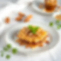 A beautifully plated kadayif dessert garnished with nuts