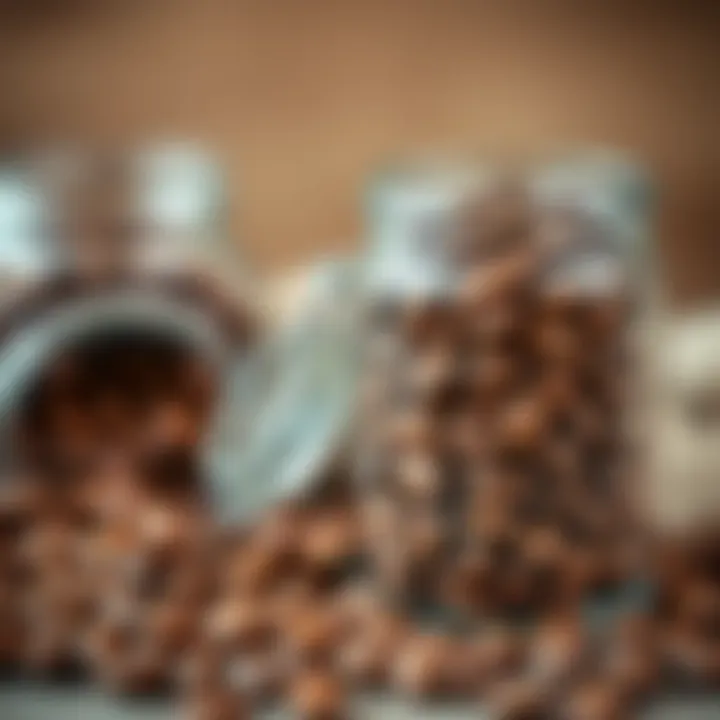Close-up of coffee beans in a glass jar