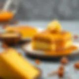 Luxurious caramel yellow dessert showcasing texture and flavor