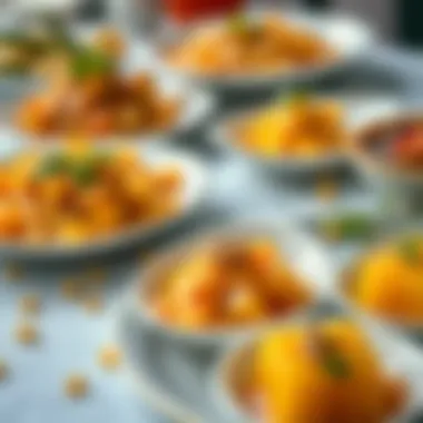 Vibrant Dishes Featuring Caramel Yellow Ingredients Plate of vibrant dishes featuring caramel yellow ingredients