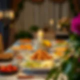 Elegant Iftar Table Setup A beautifully arranged iftar table with a variety of dishes