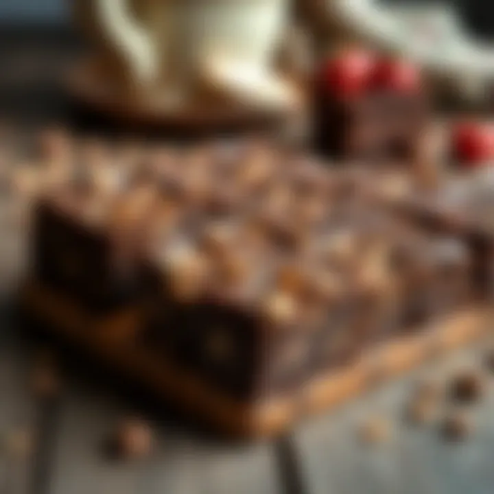 Final Presentation of Carob Flour Brownies The final presentation of carob flour brownies on a rustic wooden table