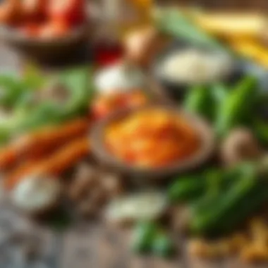 Ingredients laid out for the preparation of the dish