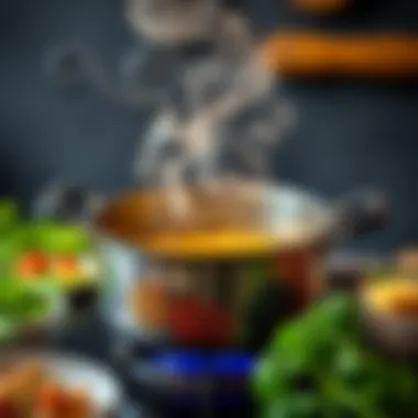 A pot simmering on the stove, representing the cooking method