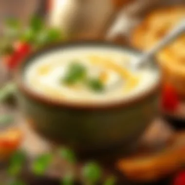 A close-up of Knorr yogurt soup showcasing its creamy texture