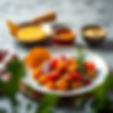 Artful Presentation of Korili Tavuk A beautifully presented plate of Korili Tavuk showcasing its rich colors.