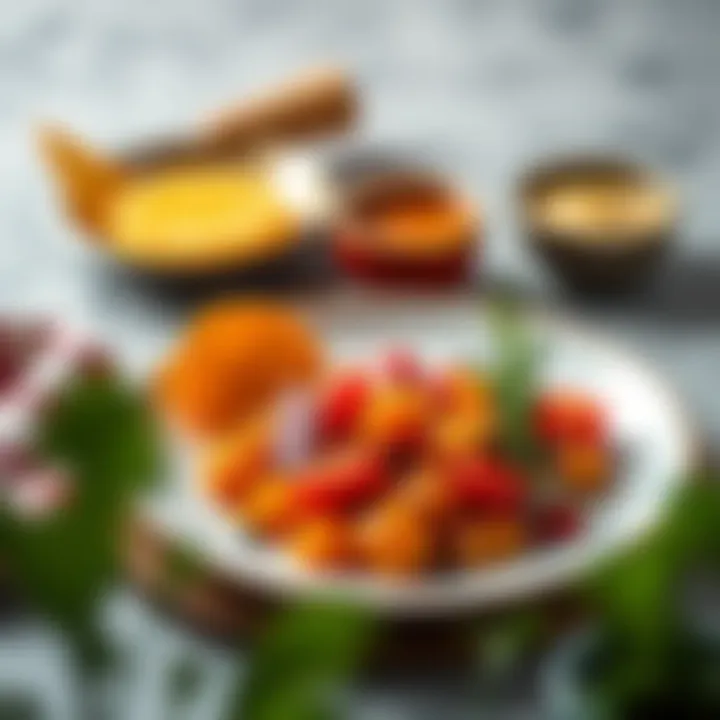 Artful Presentation of Korili Tavuk A beautifully presented plate of Korili Tavuk showcasing its rich colors.