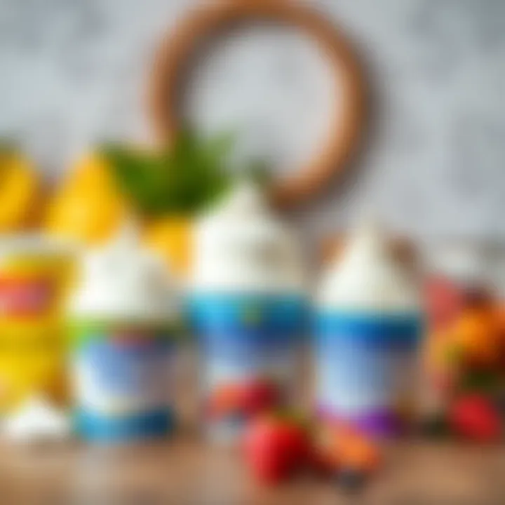 Different brands of whipped cream lined up for comparison