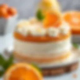 Elegant presentation of orange cream cake with distinctive layers