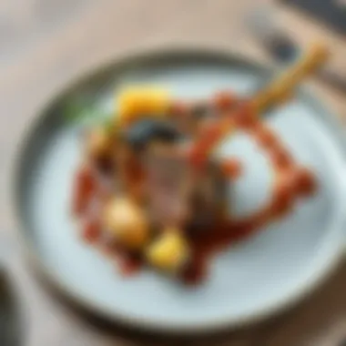 A modern twist on traditional lamb shank dish with unique plating