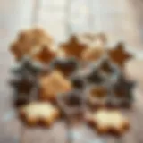 Elegant large cookie cutters arranged artistically on a wooden surface