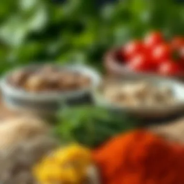 A vibrant array of Mediterranean herbs and spices for seasoning