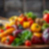 Colorful assortment of vegetables enhancing flavor