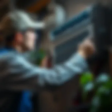 Professional Air Conditioning Maintenance Technician performing maintenance on an air conditioning system