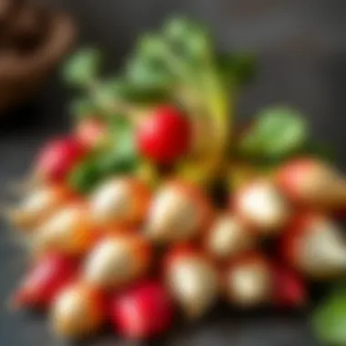 Radishes in March Colorful radishes arranged artistically