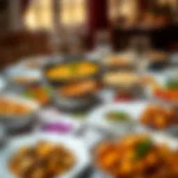 A beautifully arranged table with traditional dishes for Mevlid Kandil celebration