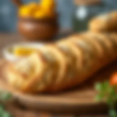 Chickpea Bread Freshly Baked Freshly baked chickpea bread on a wooden table