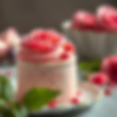 Artistic Interpretation of Rose Dessert Texture Artistic representation of the rose dessert, focusing on its texture and visual appeal, capturing the essence of Turkish sweets.