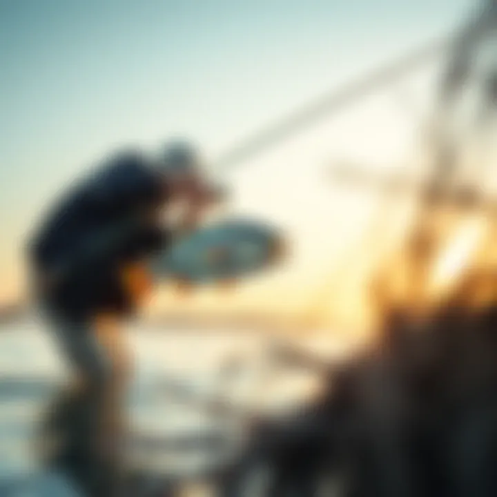 An angler casting a line into the water