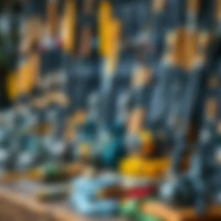 Variety of fishing rods and tackle arranged neatly