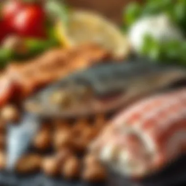 Omega-3 Rich Foods A selection of Omega-3 rich foods including fish and nuts