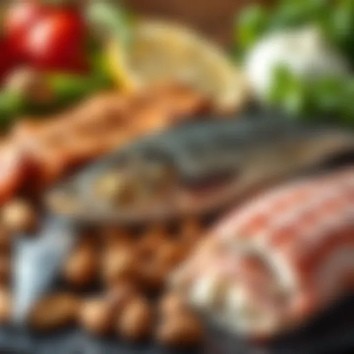 Omega-3 Rich Foods A selection of Omega-3 rich foods including fish and nuts