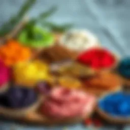 Vibrant shades of organic hair dyes showcasing natural ingredients.