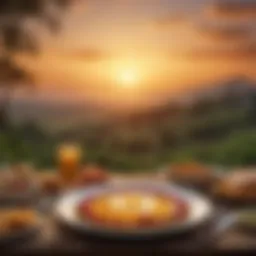 Sunrise over a serene landscape symbolizing the start of fasting