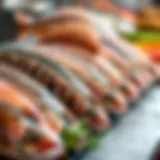 Different varieties of Palamut fish on display