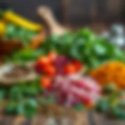 A vibrant display of pasa tantuni ingredients showcasing fresh herbs and spices