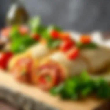 Deliciously arranged pasa tantuni wraps garnished with fresh vegetables