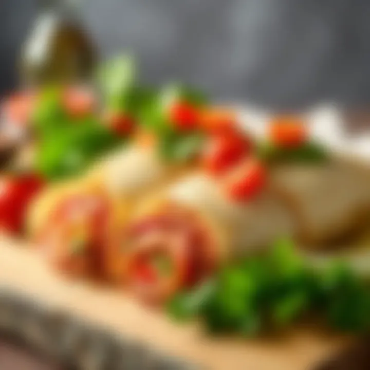 Deliciously arranged pasa tantuni wraps garnished with fresh vegetables