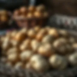 Freshly harvested potatoes in a rustic setting