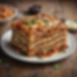 Rich layers of eggplant and pasta