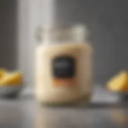 A clear glass jar filled with whey, showcasing its vibrant texture.