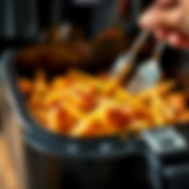 Airfryer being cleaned and maintained