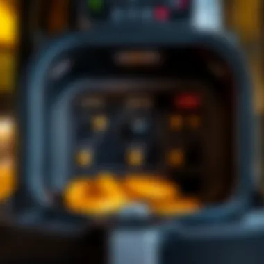 Interior of Airfryer showcasing cooking settings